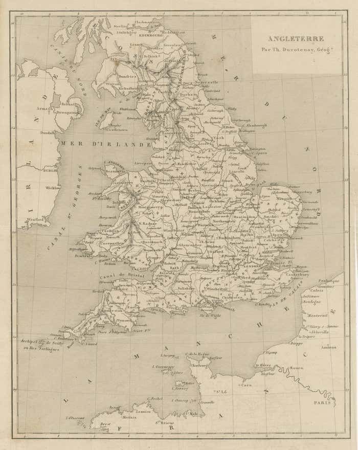 Steel Engraved Antique Map Of England photo for sale