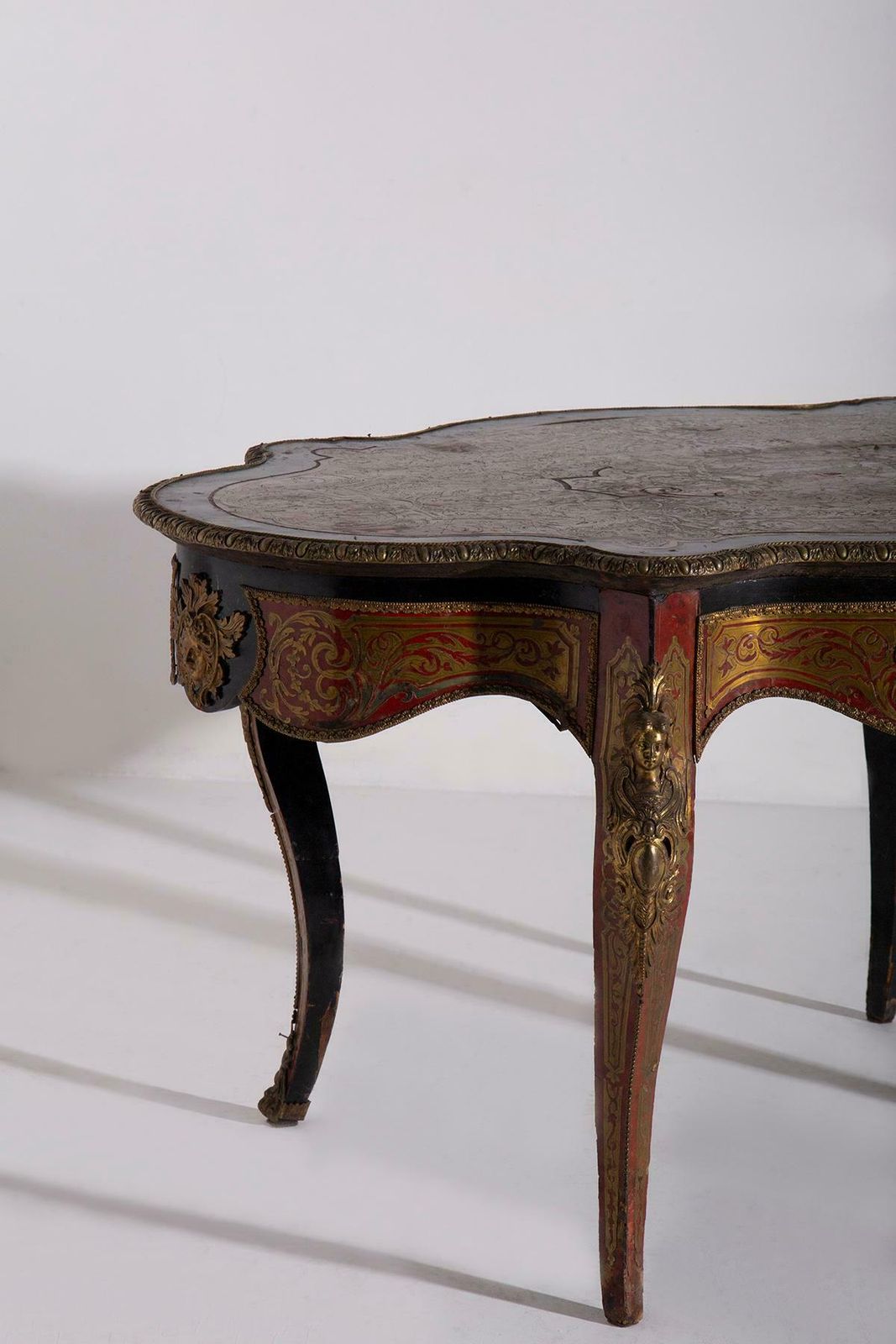 Boulle Styled Panelled Desk Napoleon Iiv, Late 1800s In Bronze photo Furniture