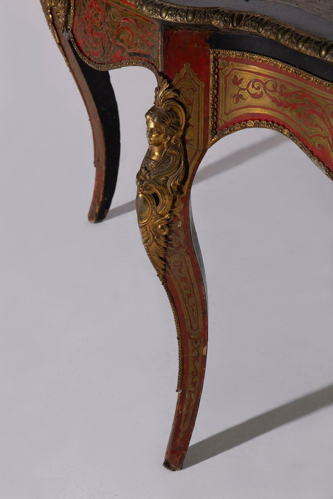 photo for sale Boulle Styled Panelled Desk Napoleon Iiv, Late 1800s In Bronze