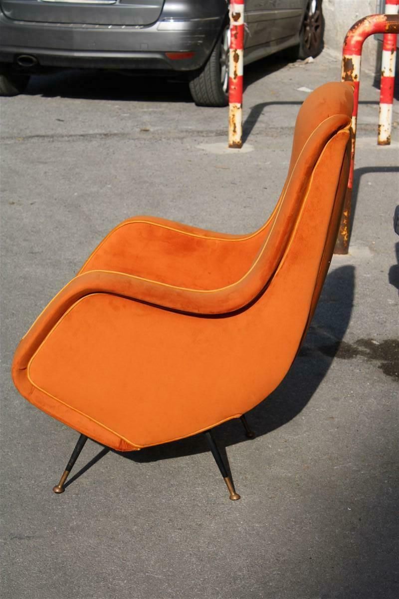 Aldo Morbelli Armchair Orange Yellow Italian Mid Century Design 1950s Brass photo vinterior