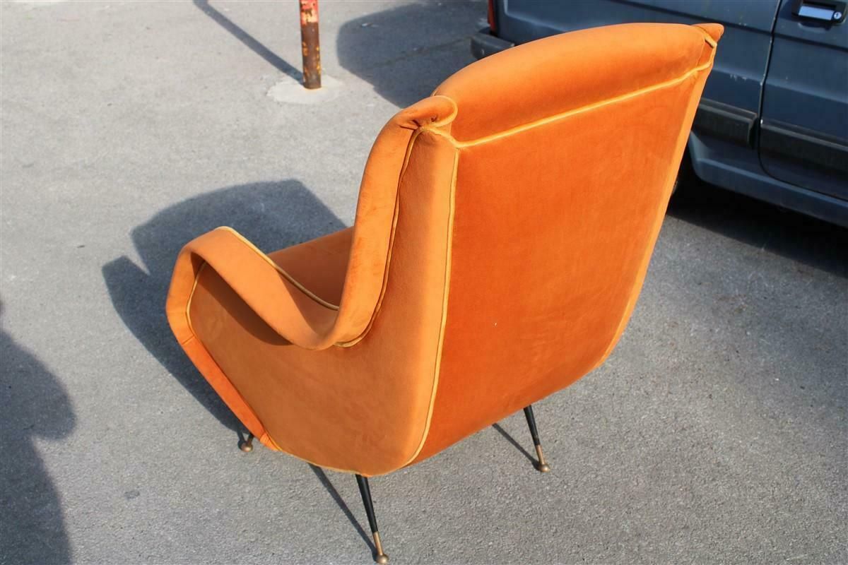 Aldo Morbelli Armchair Orange Yellow Italian Mid Century Design 1950s Brass photo vintage