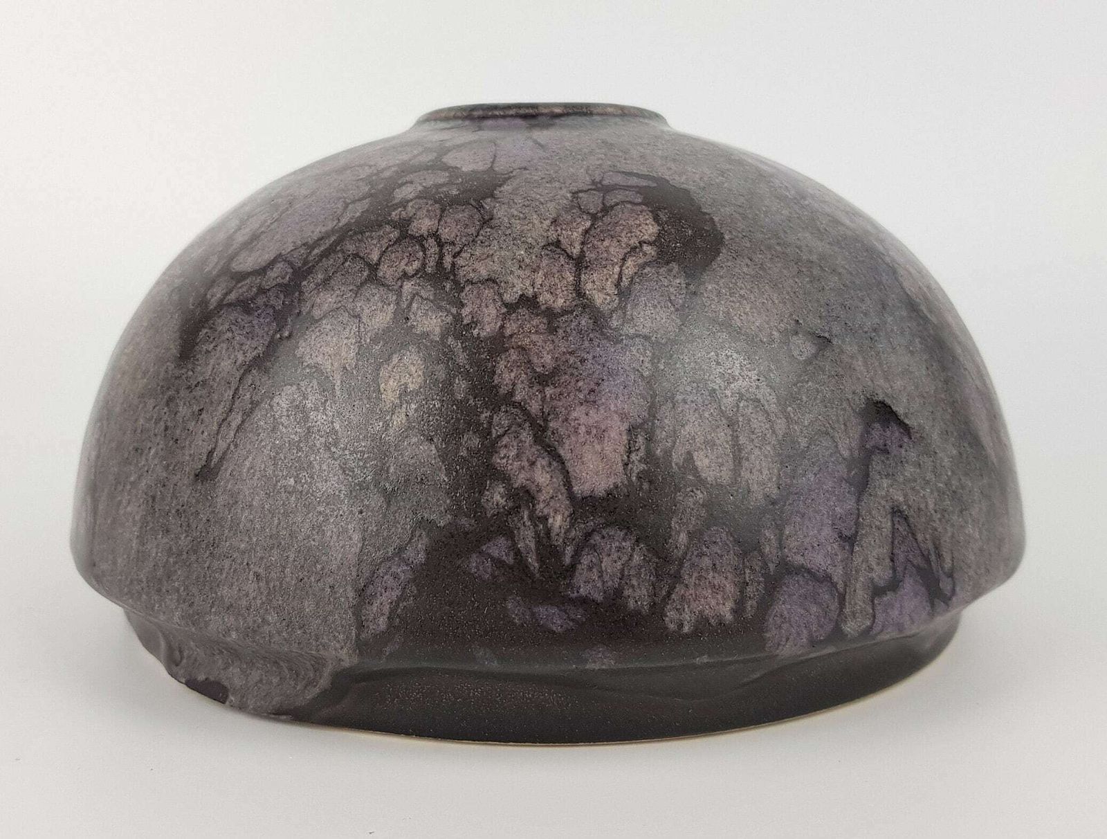 Vintage Ruscha Art Keramik Black Purple Discus Vase 855 2 West German Pottery 1970 80s photo for sale