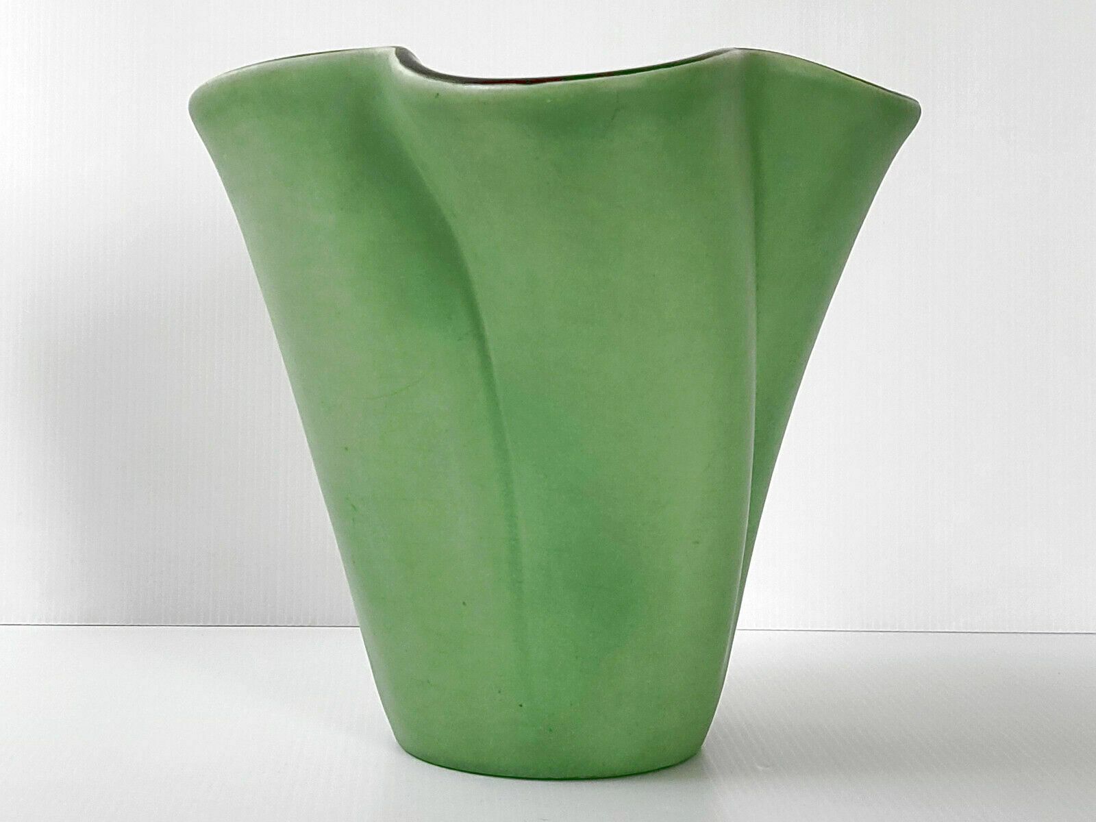 Vintage Vase 1950 Ceramic Elchinger France Water Green & Black 50s Retro 1950s photo for sale