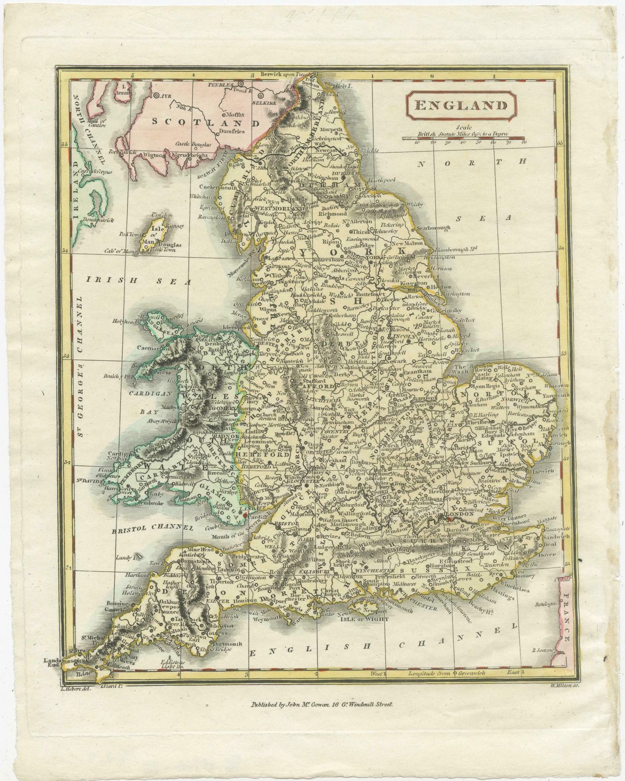 Original Antique Map Of England With Hand Coloring photo furniture