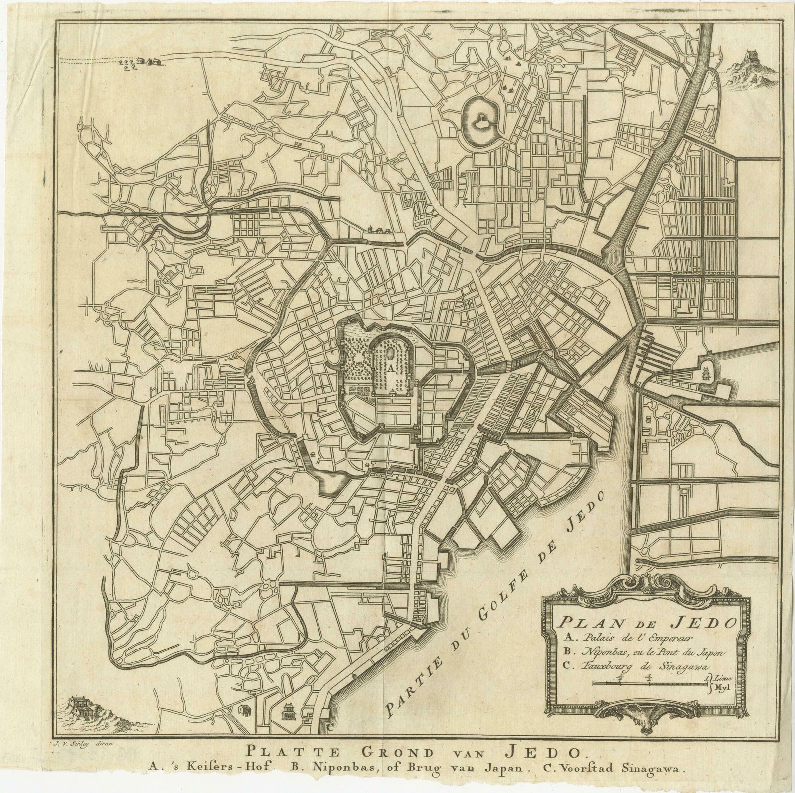 Antique Street Map Of The City Of Edo 'Modern Tokyo' In Japan photo furniture