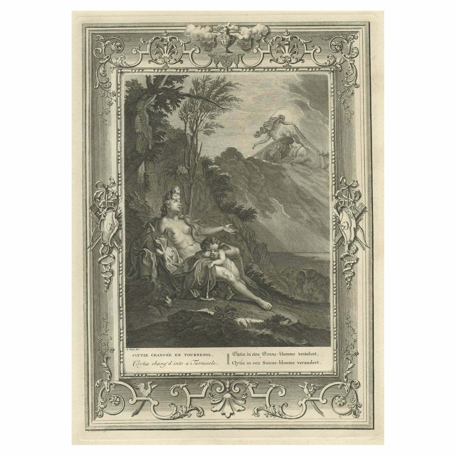 Print Of Water Nymph Clytia, Daughter Of Oceanus, Turning Into A Sunflower, 1733