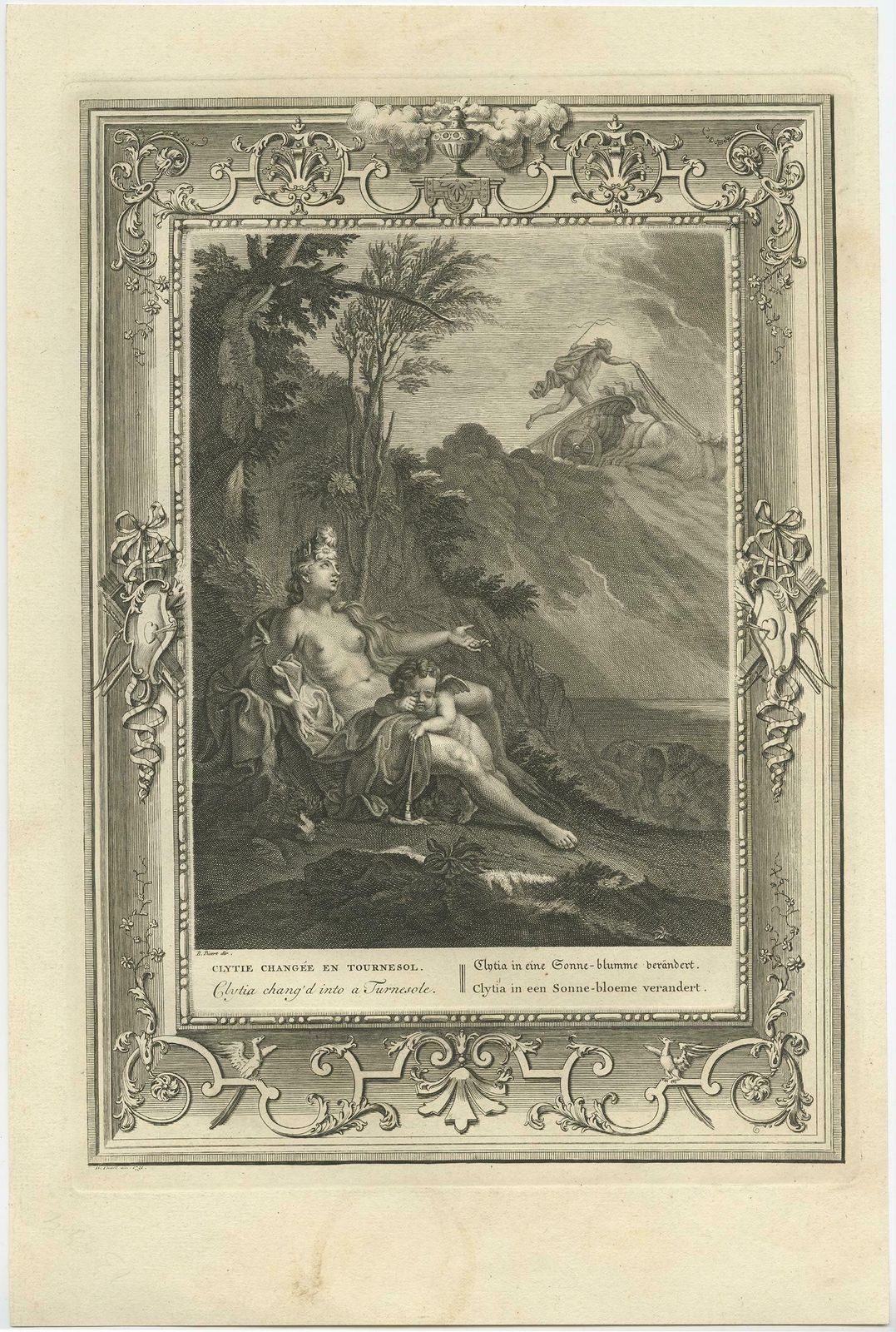 Print Of Water Nymph Clytia, Daughter Of Oceanus, Turning Into A Sunflower, 1733 photo furniture