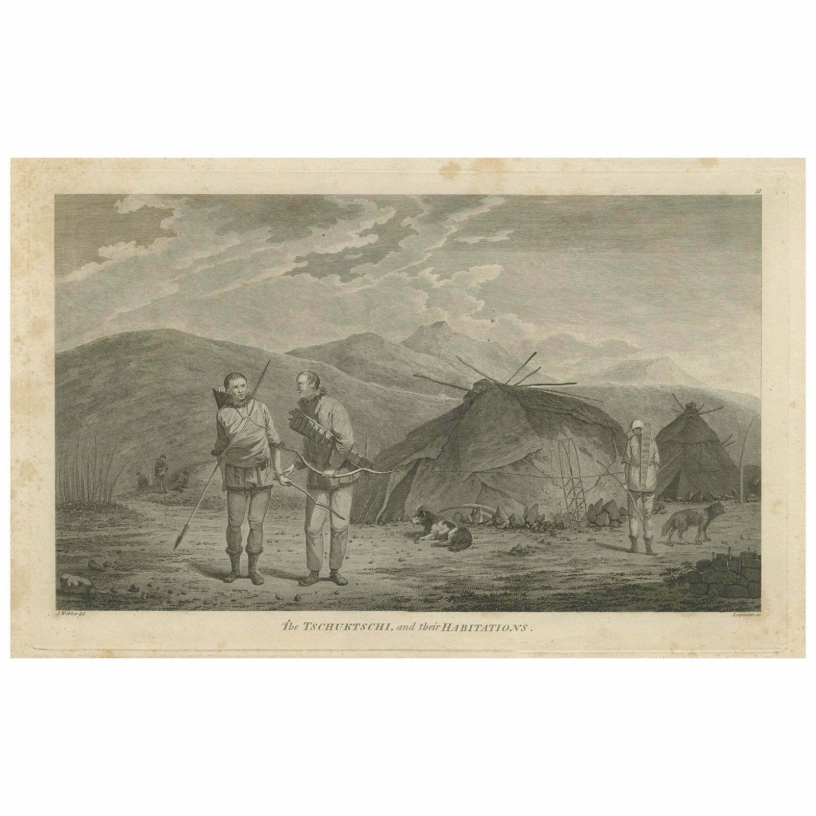 Antique Print Of Chukchi Men And Their Habitations In Siberia