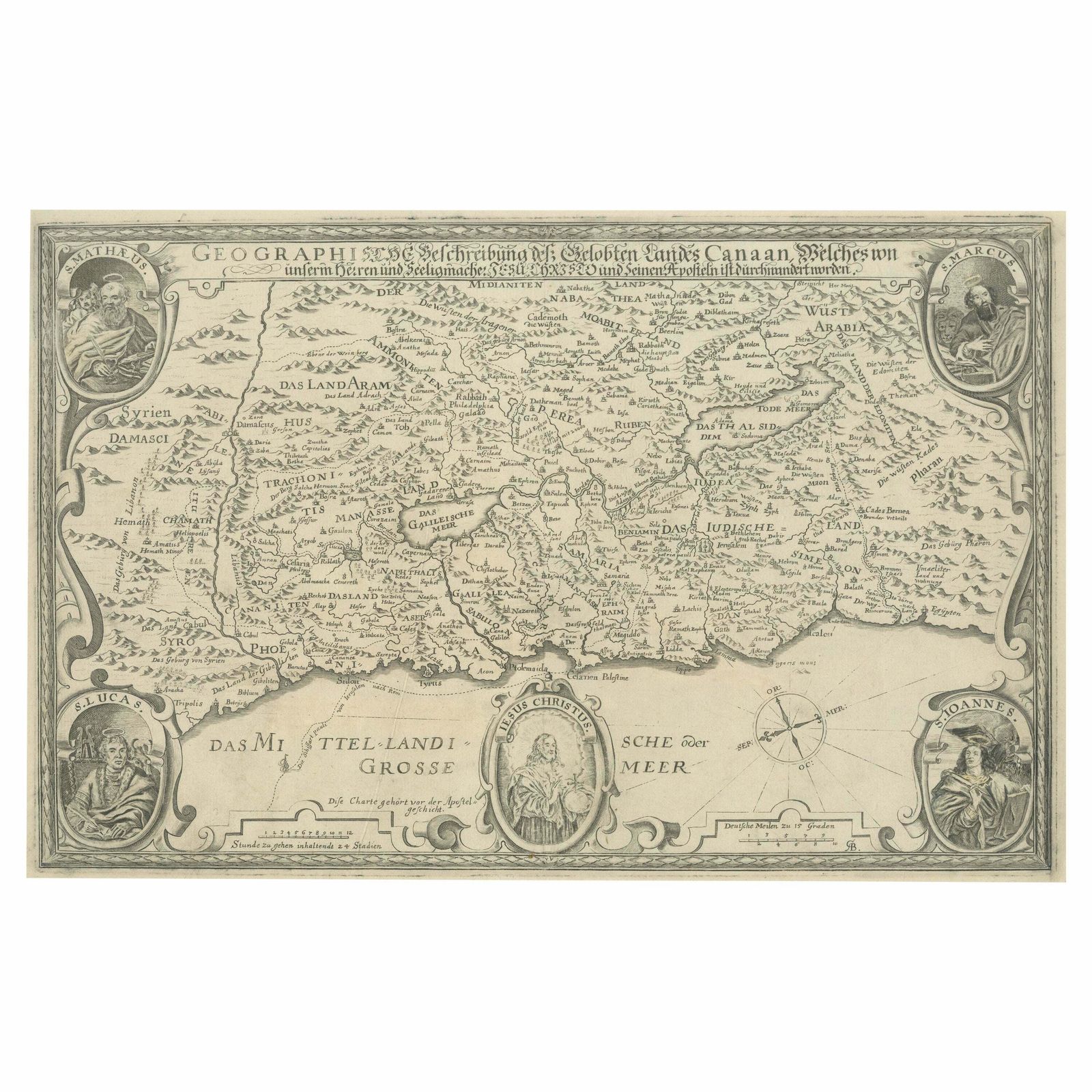 Scare Map Of Canaan, With Portraits Of The Apostles Of Matheaus And Others