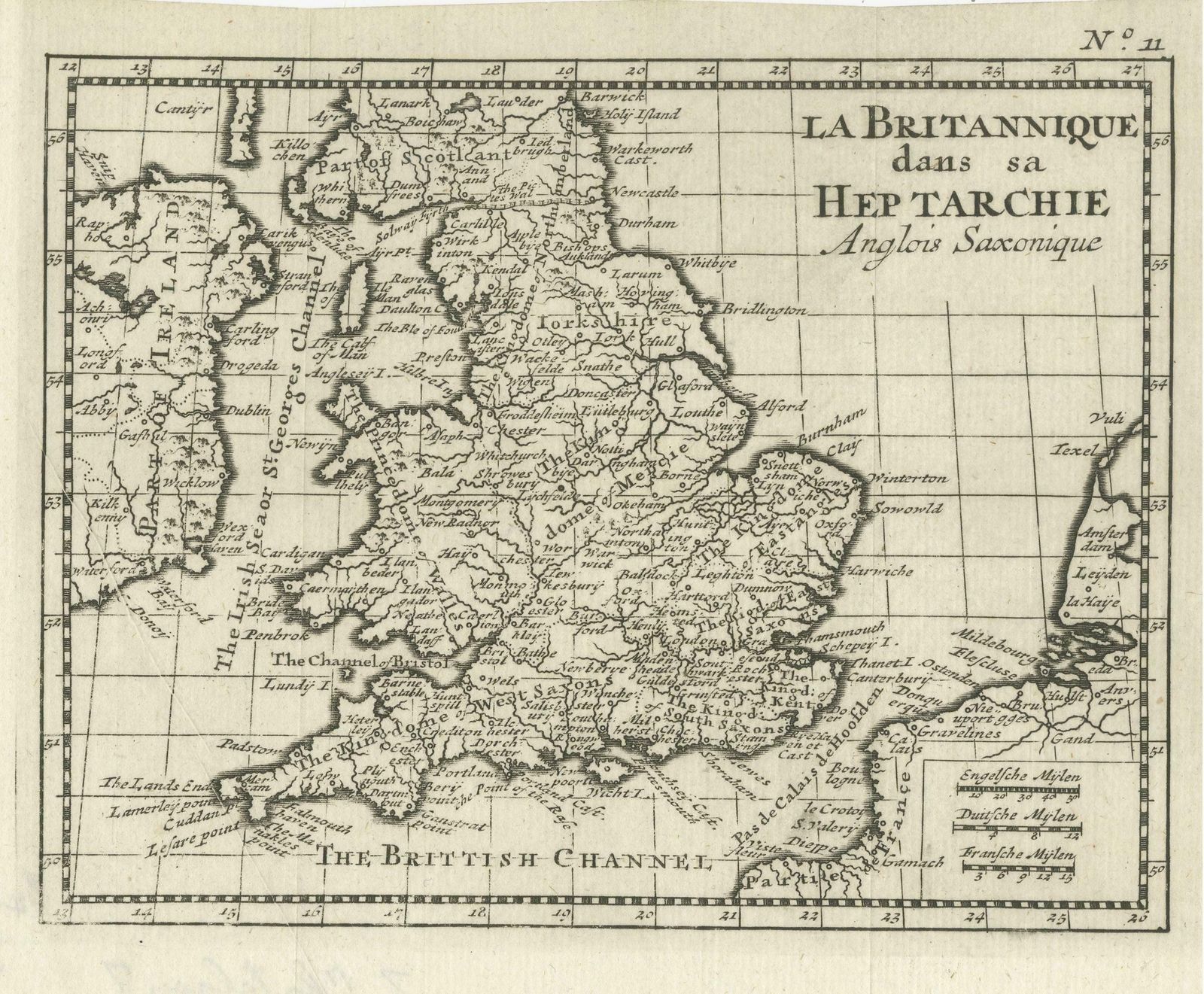 Small Antique Map Of England And Wales As It Was During The Heptarchy photo for sale