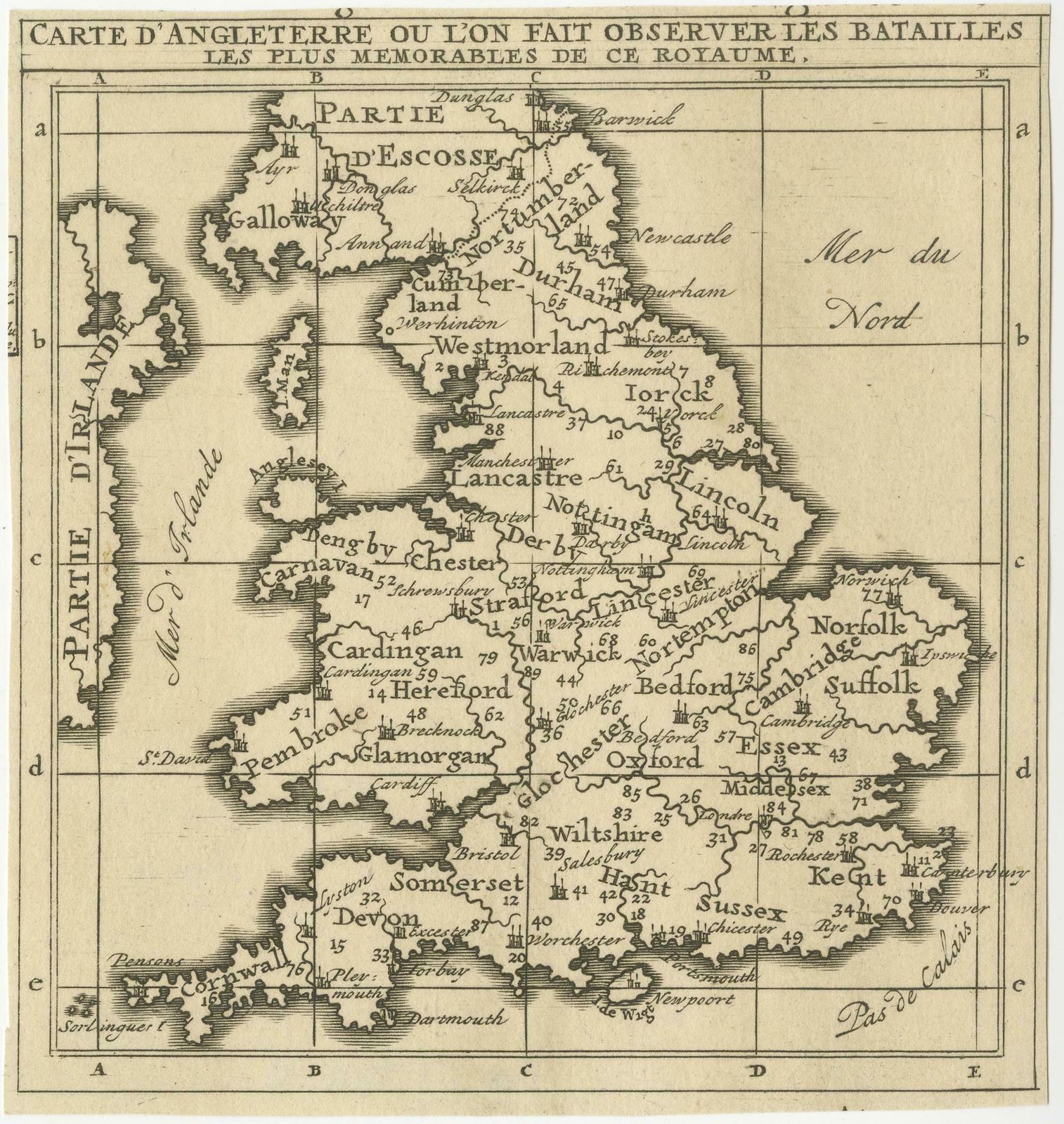 Original Antique Map Of England, Showing The Most Memorable Battles photo furniture