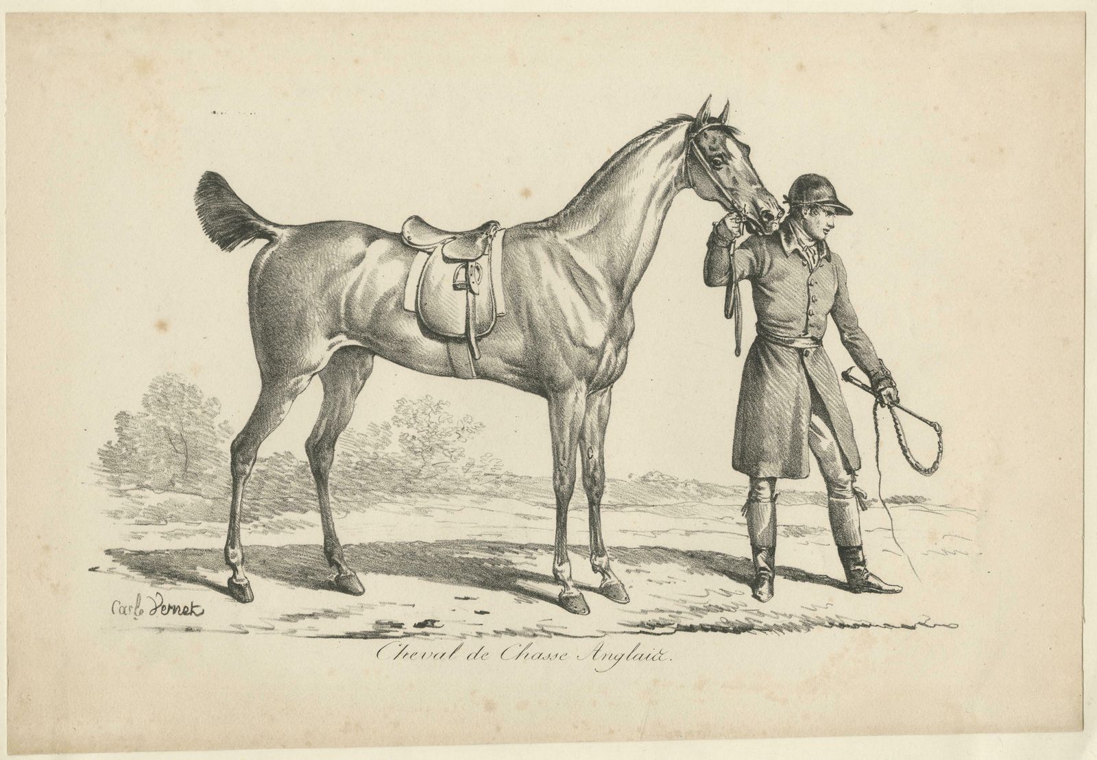 Antique Print Of A Horse Used For Hunting In England photo furniture