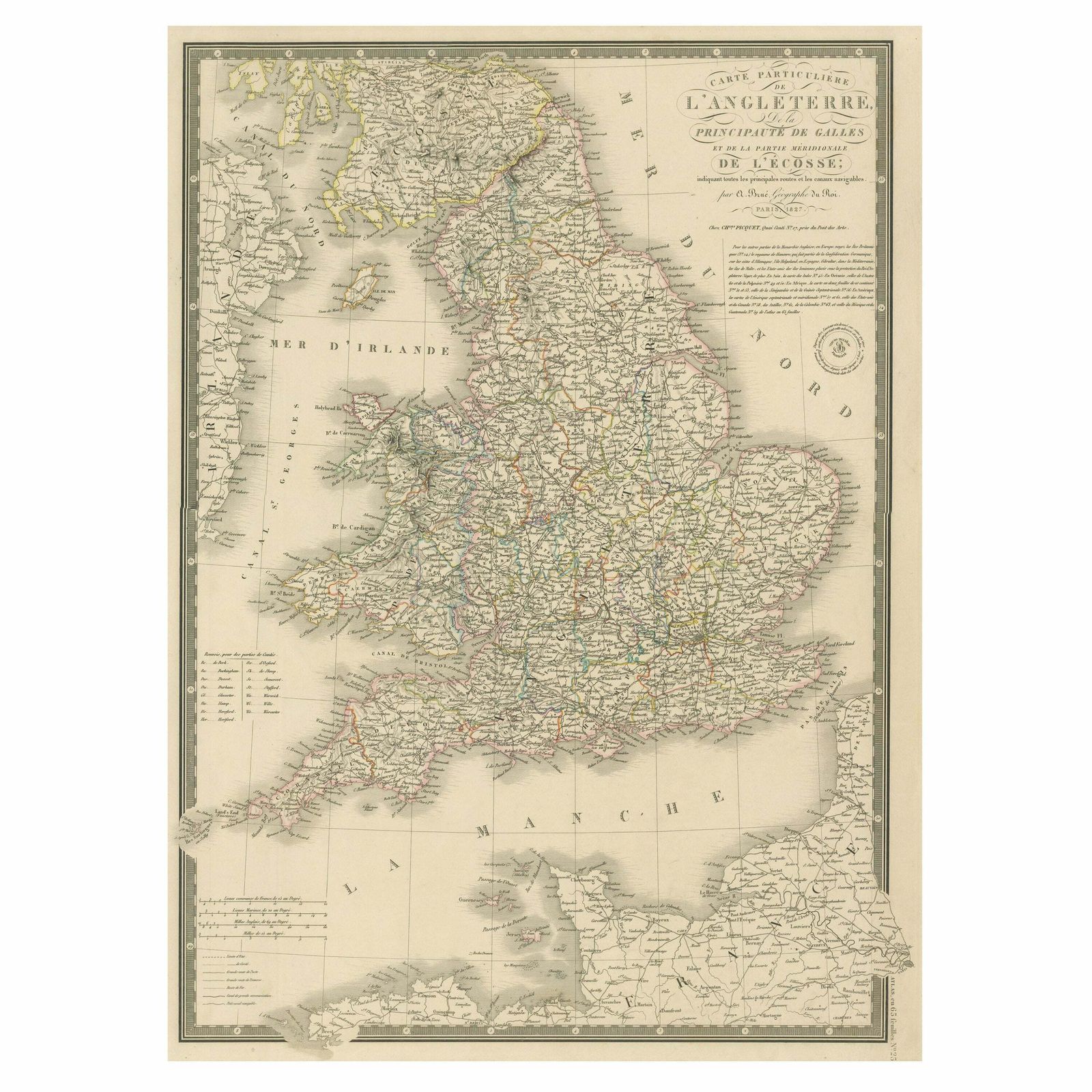 Antique Map Of The British Isles And Part Of The Coast Of France
