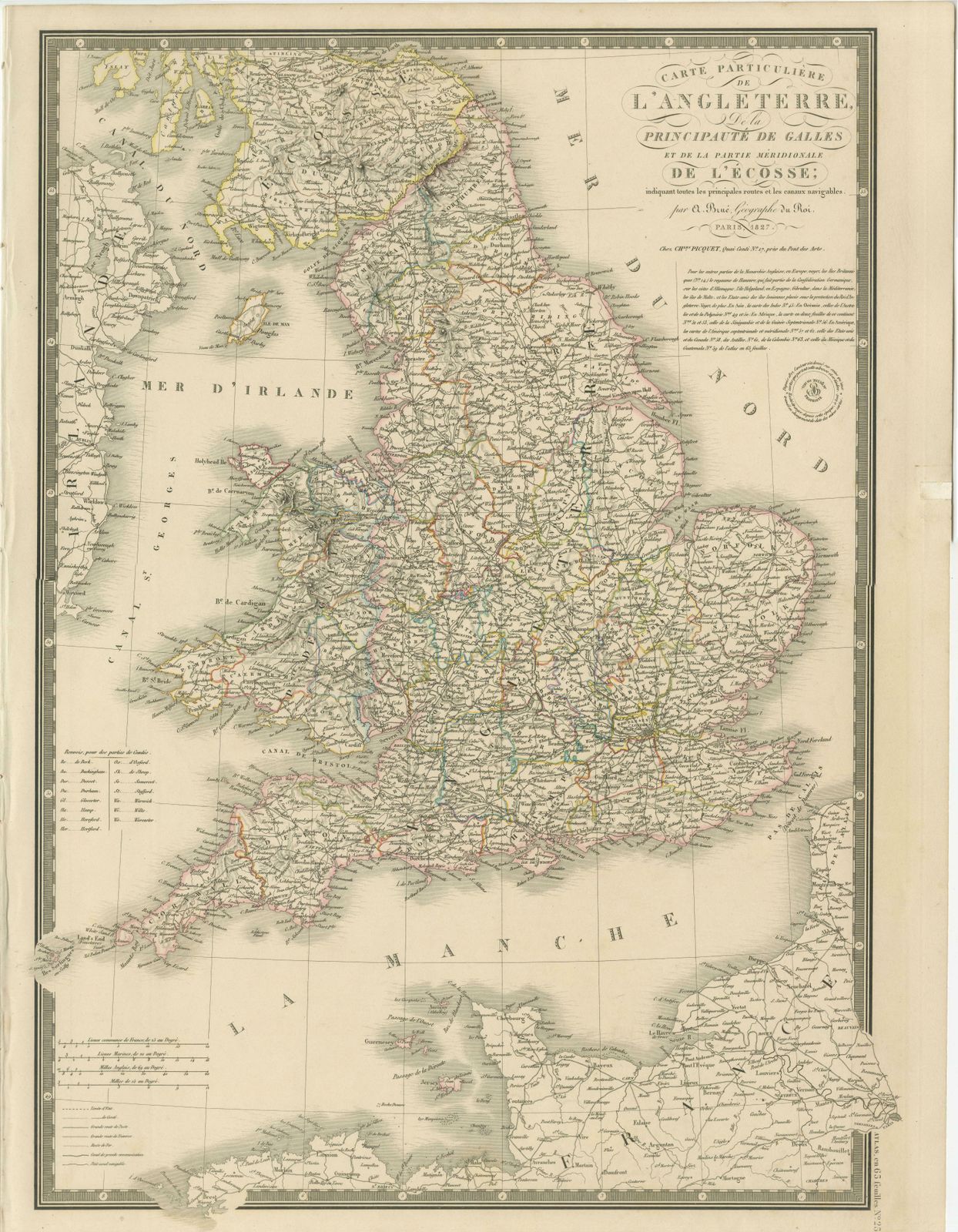 Antique Map Of The British Isles And Part Of The Coast Of France photo furniture