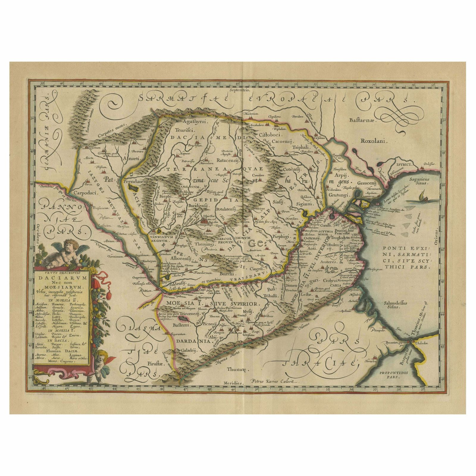 Antique Map Of Romania And Bulgaria Centered On The Danube River