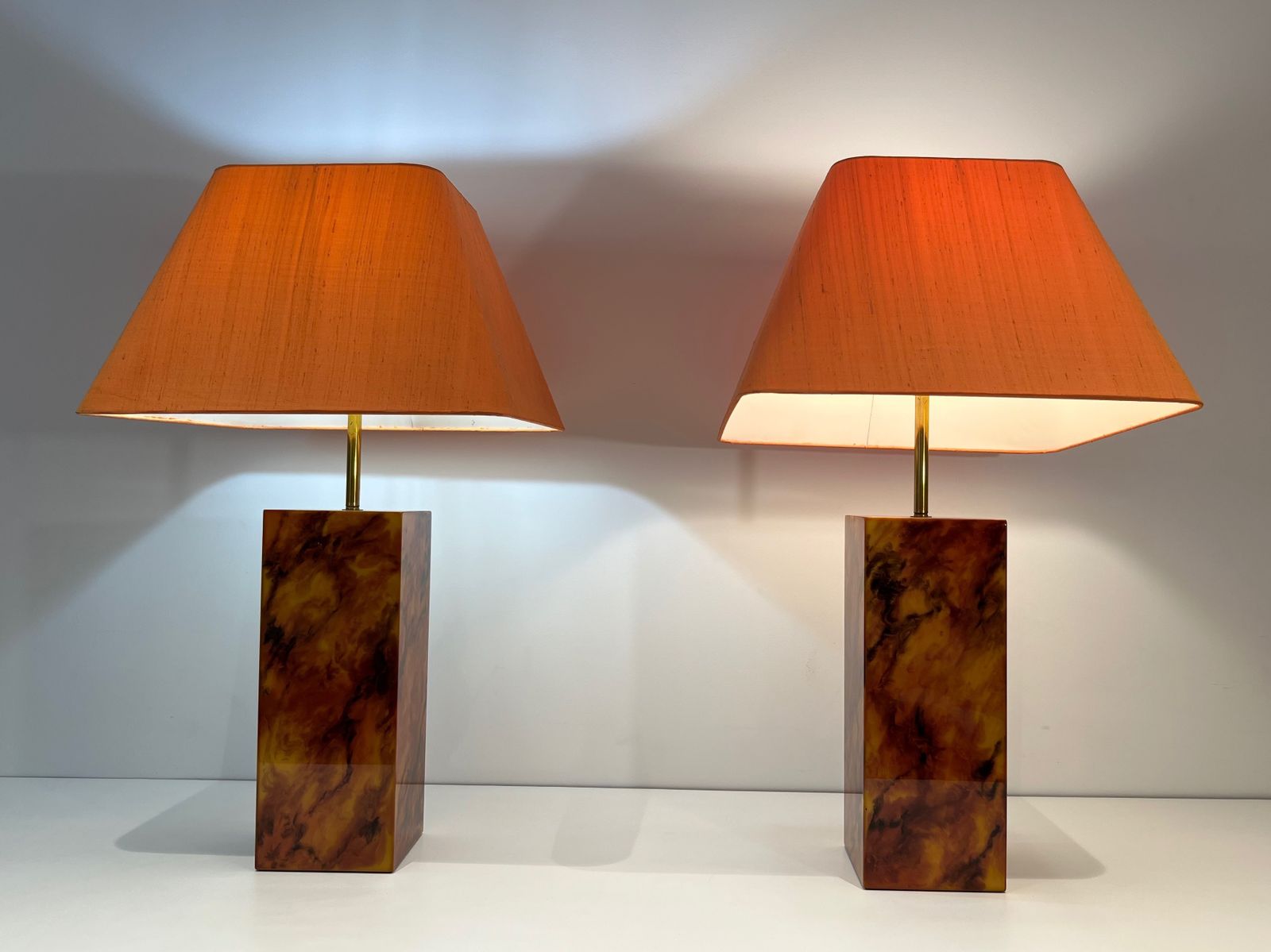 Pair Of Plexiglass Lamps. French Work. Around 1970 photo for sale