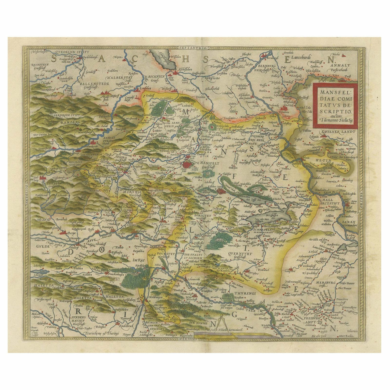 Antique Map Of The Region Of Mansfeld, Saxony Anhalt, Germany
