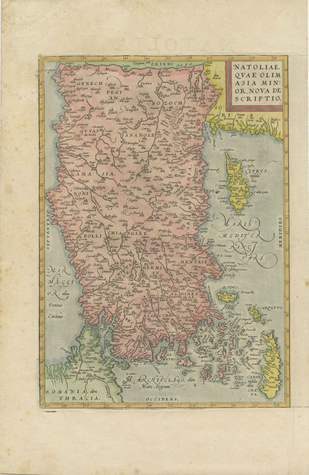 Antique Map Of Asia Minor, Cyprus, And The Eastern Mediterranean photo furniture