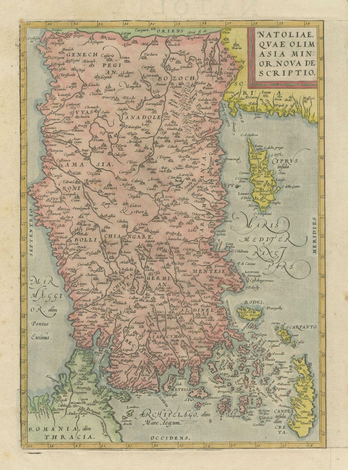Antique Map Of Asia Minor, Cyprus, And The Eastern Mediterranean photo for sale