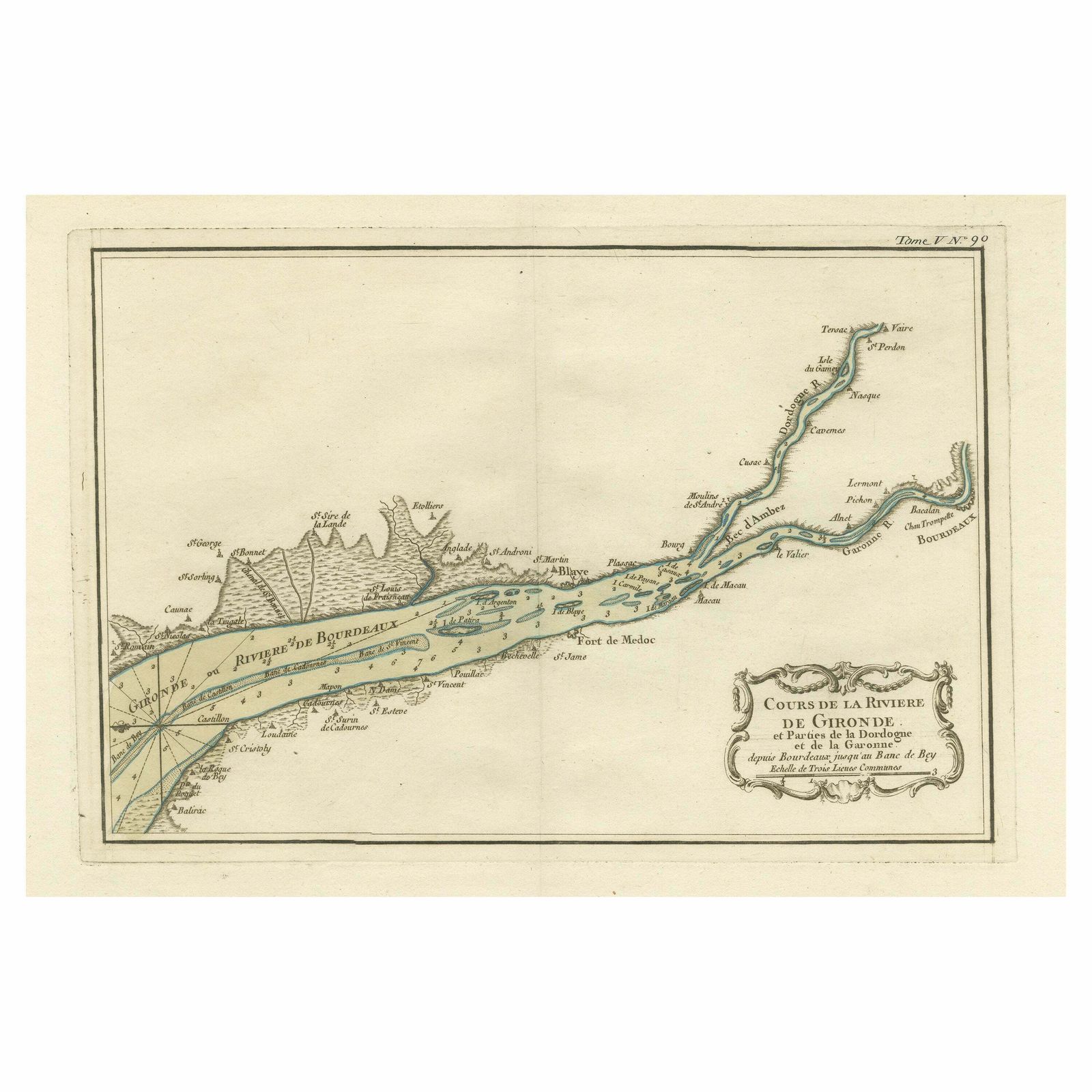 Antique Map Of The Gironde, Part Of The Dordogne And The Garonne, France