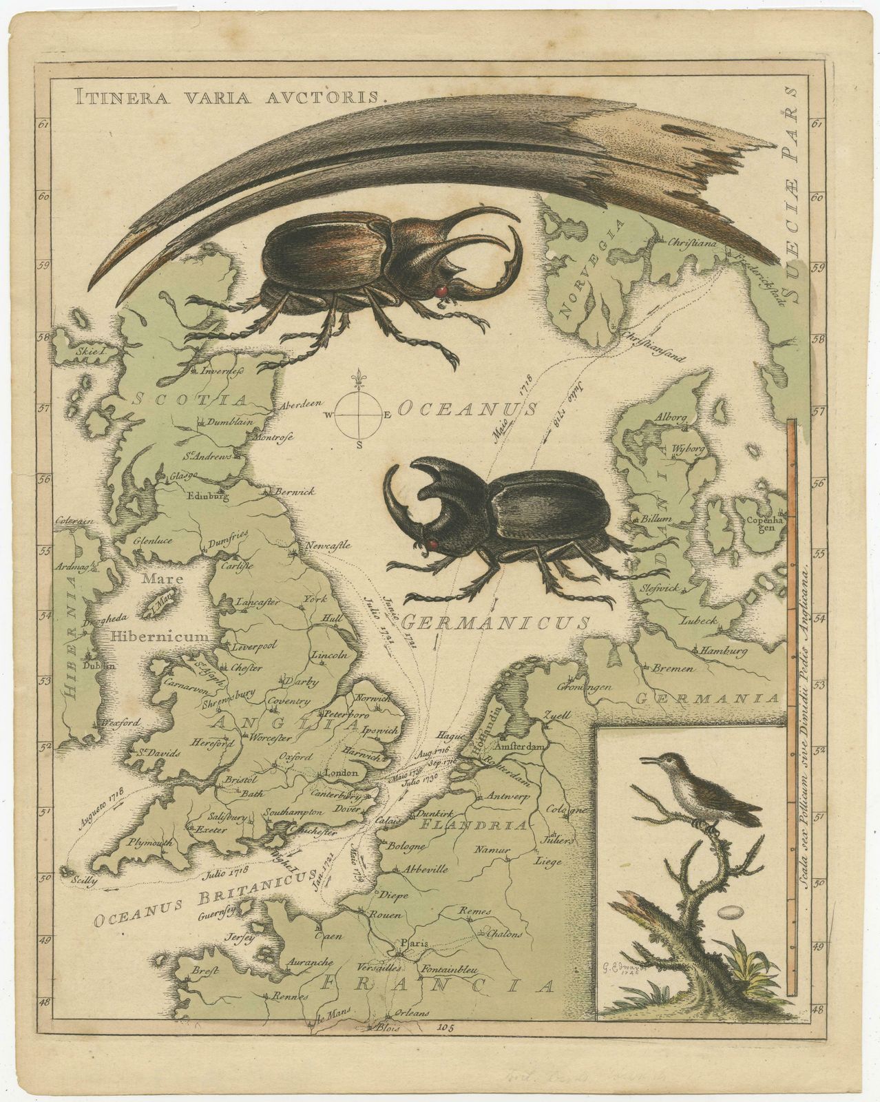 Interesting Map Of Great Britain And Northern Europe With Various Illustrations photo furniture