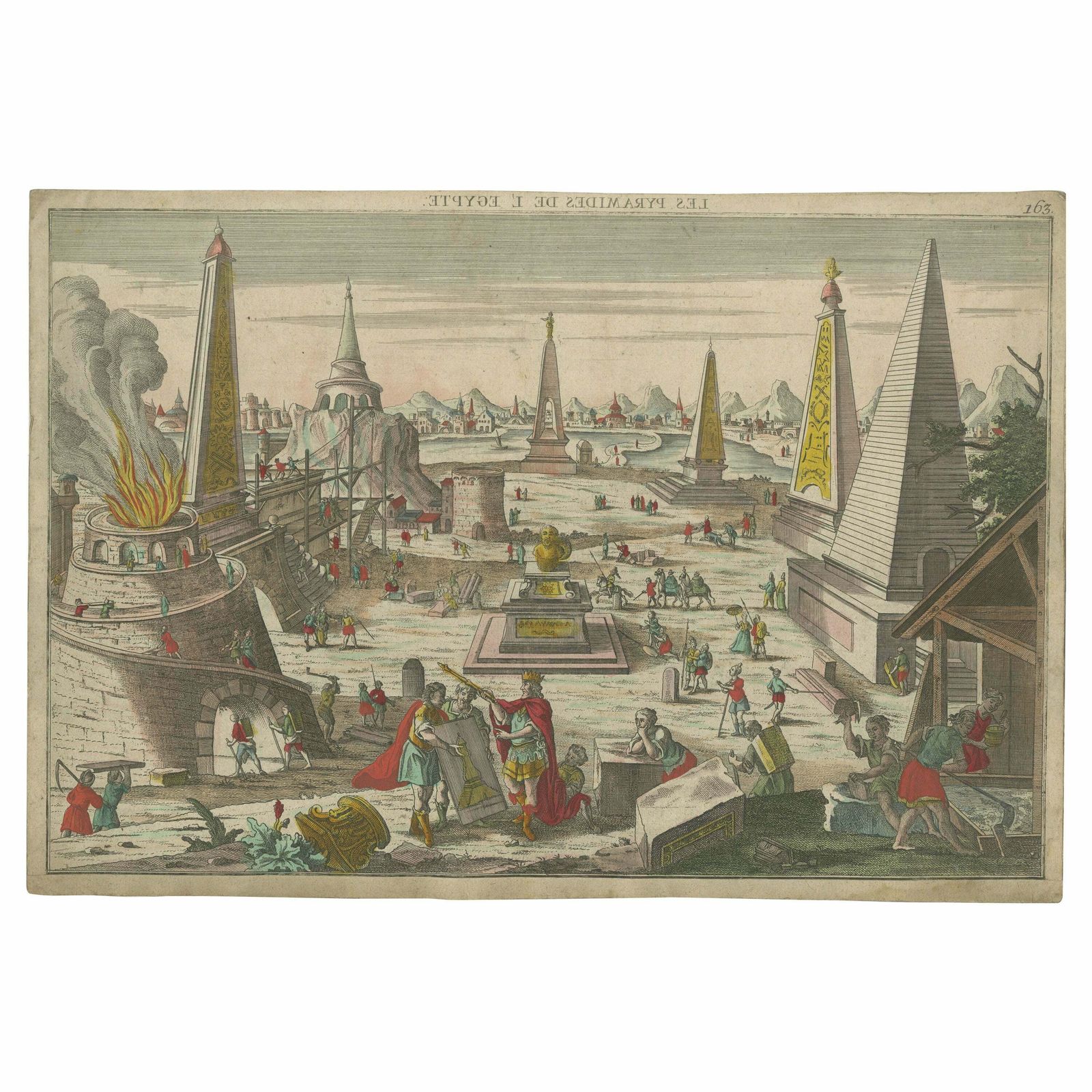 Antique Optical Print Of The Pyramides Of, Egypt