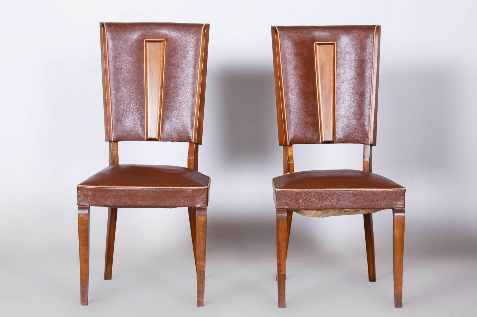 Pair Of Original Art Deco Chairs, By Jules Leleu, Beech, France, 1920s photo vinterior