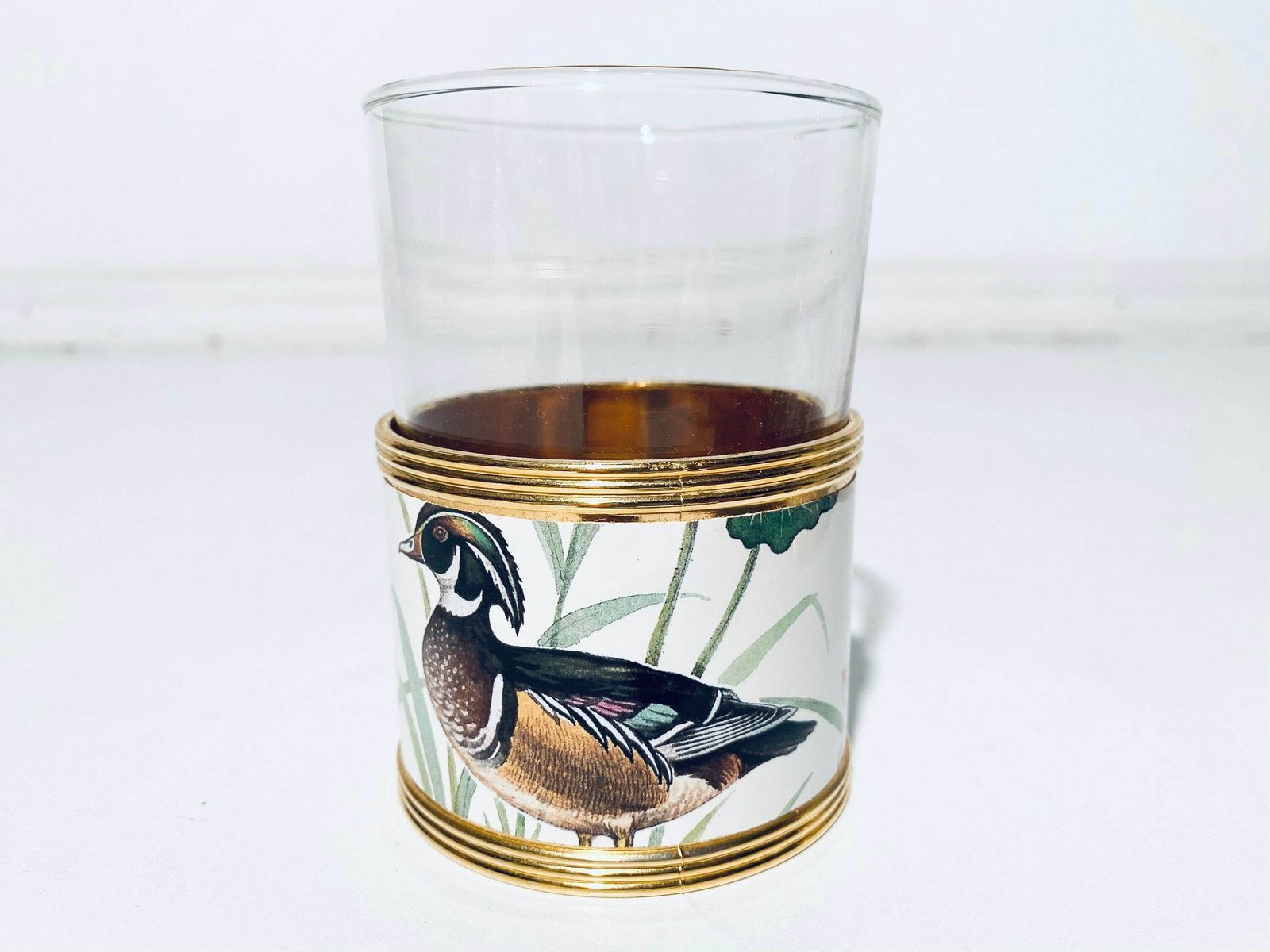 The Turnwald Collection Six Tea Set Glasses With Duck Motif & 24 Carat Gold Plated Holder / Vintage Decor photo Home Decor