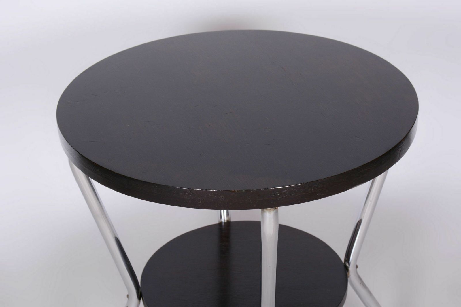 Restored Small Bauhaus Table, By Hynek Gottwald, Oak, Chrome, Czech, 1930s photo 800.0
