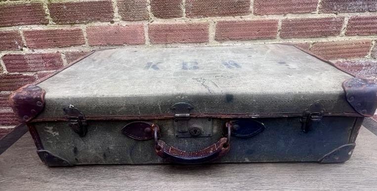 1940's Vintage Wwii Era Military British Army Canvas & Leather Suitcase photo for sale