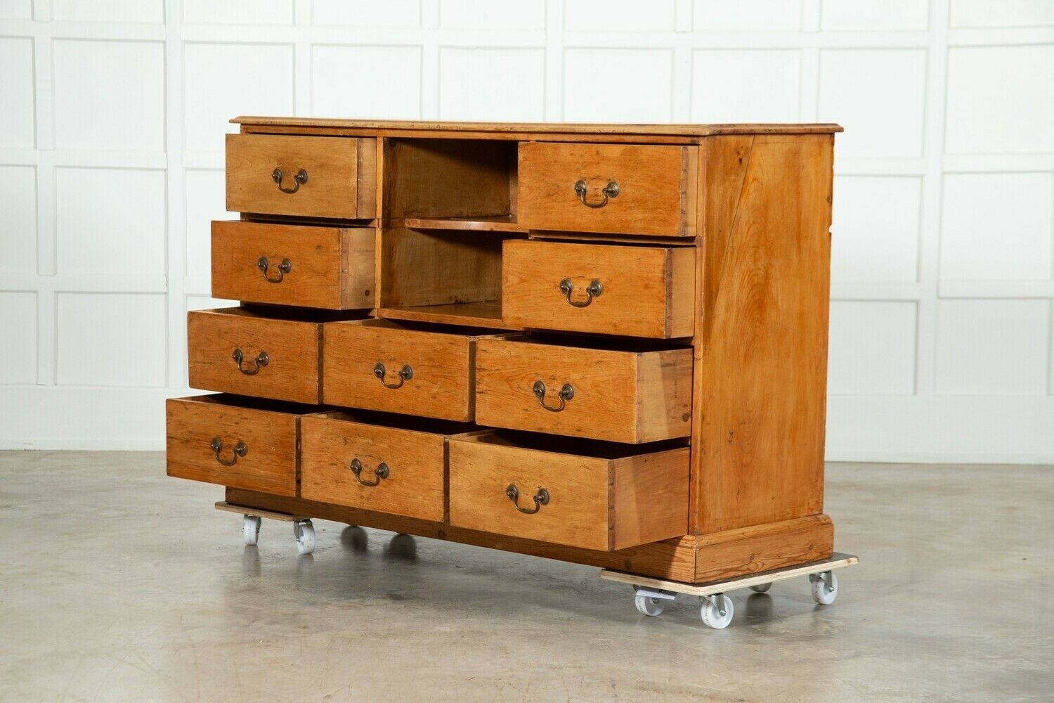 19thc English Pine Bank Haberdashery Drawers / Counter photo 3968.0
