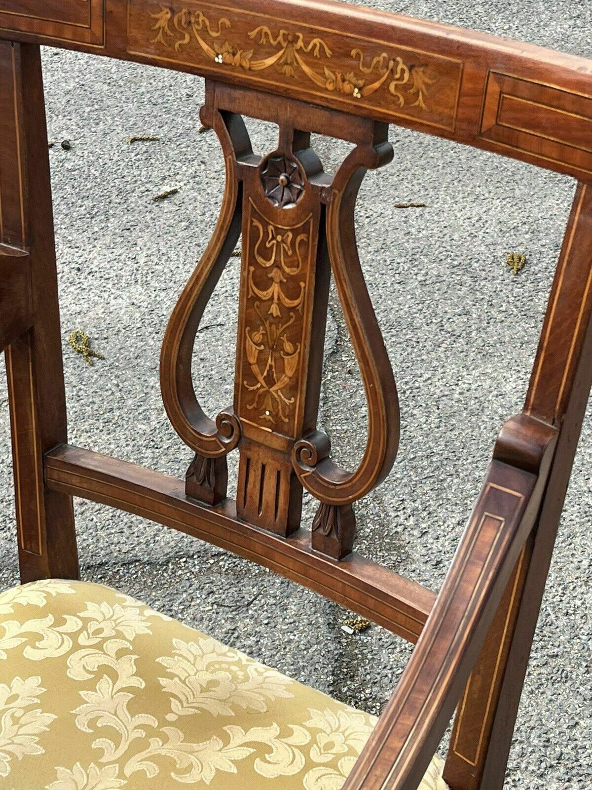 Furniture Antique Sheraton Inlaid Mahogany Armchair photo
