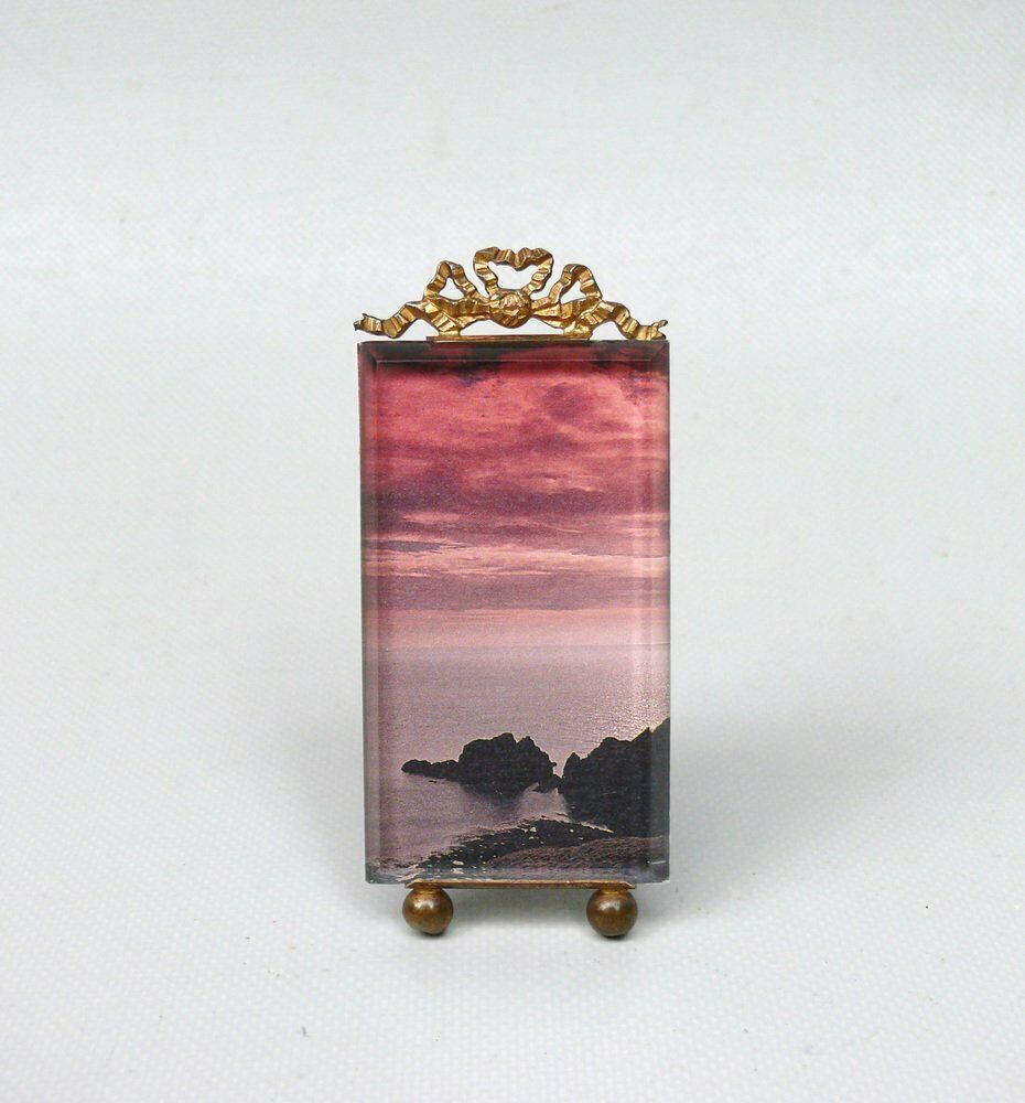 Small Art Nouveau Picture Frame In Brass & Glass Pane