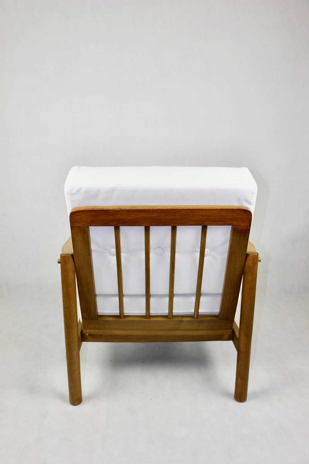Wooden Armchair Designed By Z. Baczyk, Brown Vintage White Velvet Jade Easy To Clean photo vinterior
