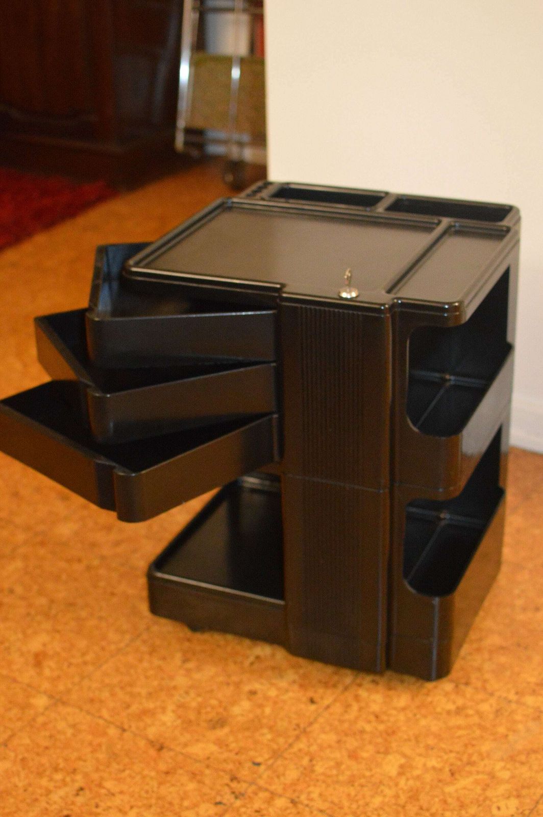 Vintage Trolley Version With 3 Drawers Italy, Black Trolley Design By Joe Colombo (?)1970s photo 432.0