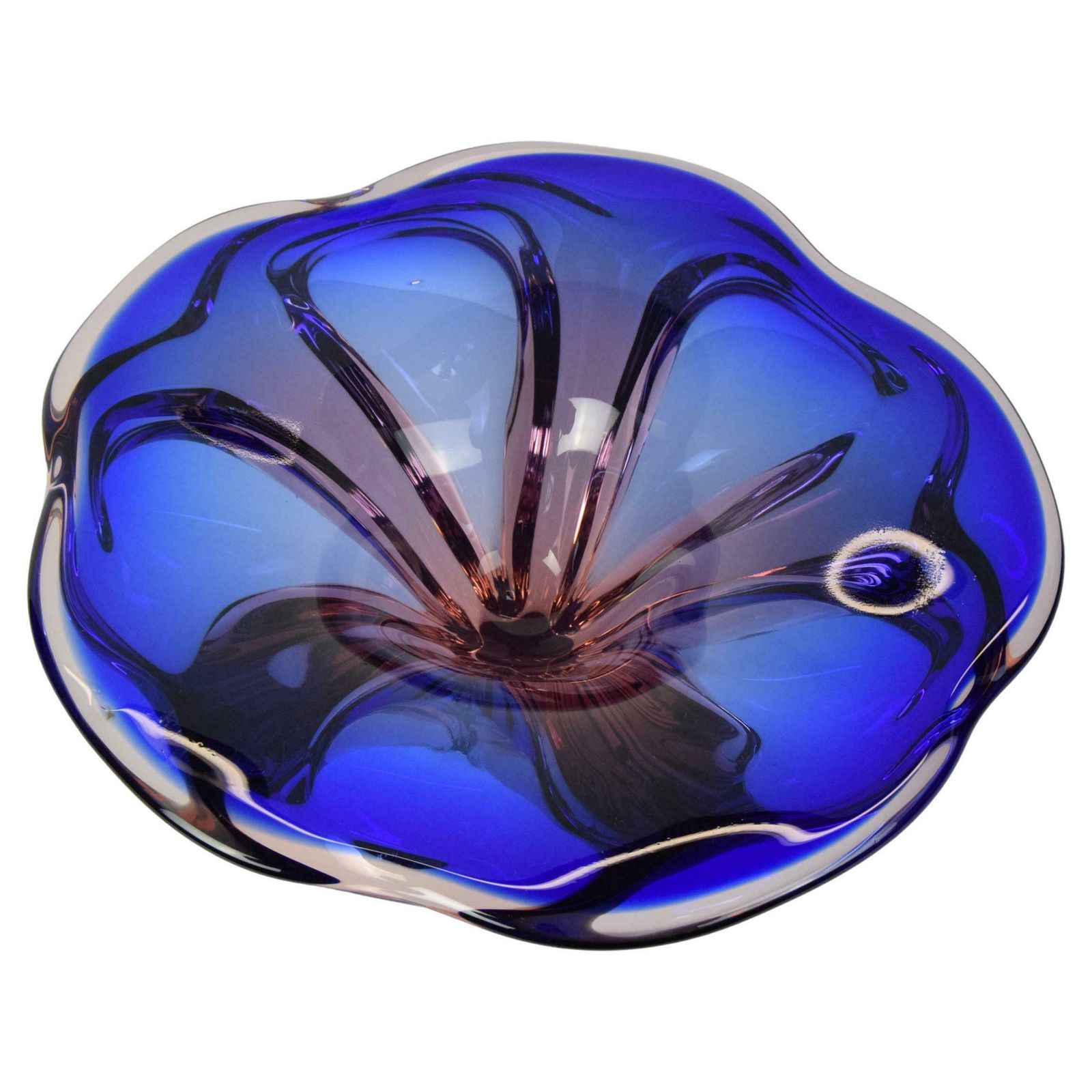 Mid Century Big Art Glass Bowl, Design Josef Hospodka For Chribska, 1960's.
