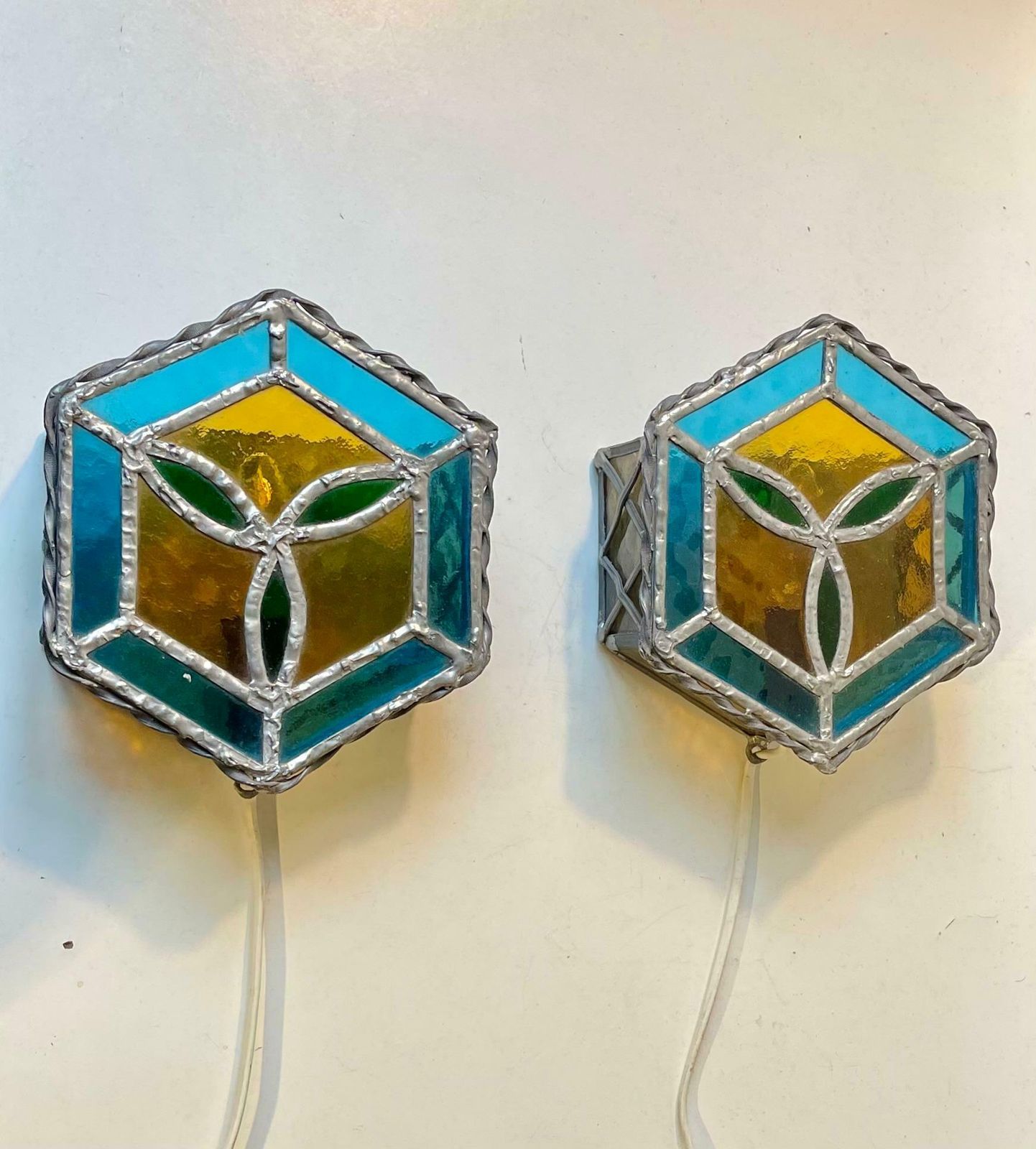 Vintage Scandinavian Gothic Style Stained Glass Wall Sconces photo furniture