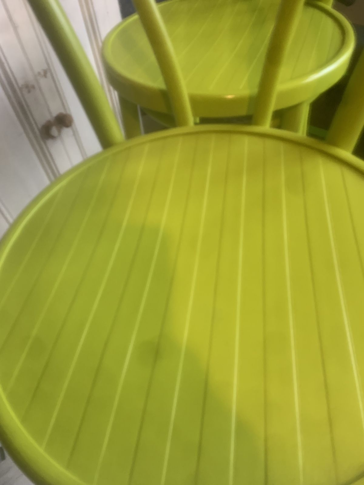 A Pair Of Vibrant Lime Green Bar Stools photo for sale