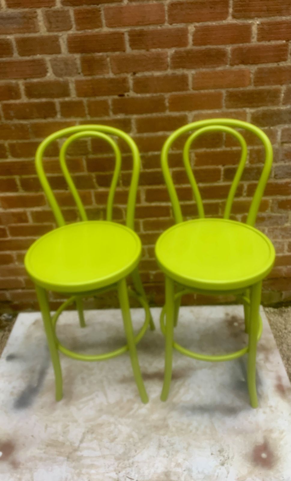 photo furniture A Pair Of Vibrant Lime Green Bar Stools