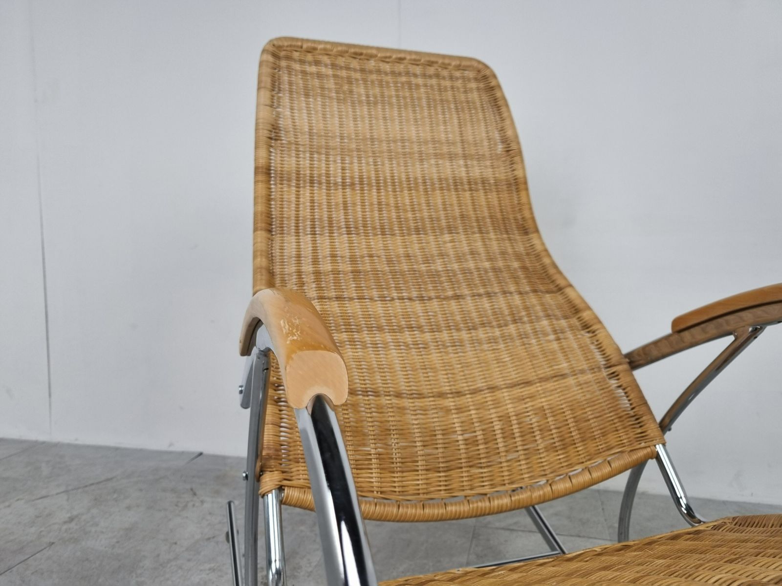 Vintage Chrome And Wicker Rocking Chair, 1970s photo buy