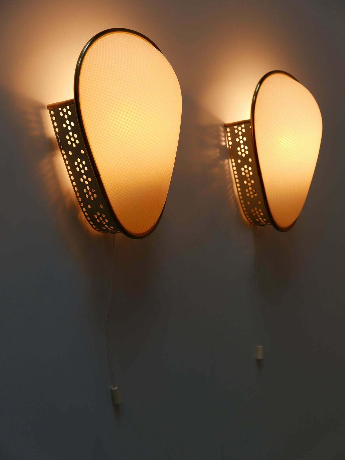 photo for sale Set Of Two Rare & Elegant Mid Century Modern Sconces Or Wall Lamps Germany 1950s