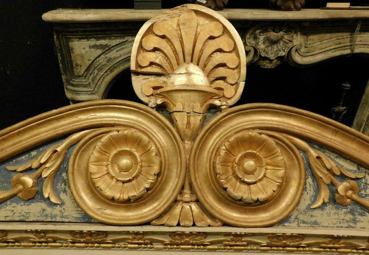 Antique Huge Painted, Gilded And Richly Carved Wooden Portal, Naples (Italy) photo for sale
