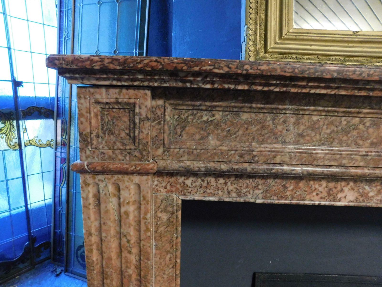 Fireplace Mantle Carved In Red "Breccia Pernice" Marble, Italy photo Home Fixtures