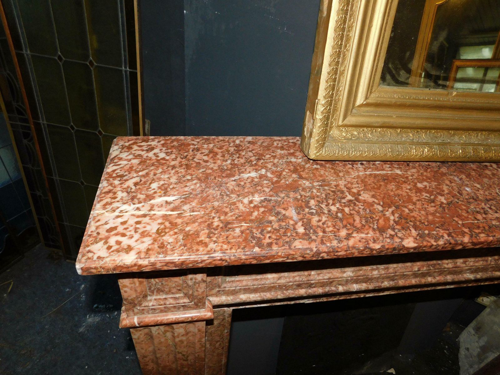 Fireplace Mantle Carved In Red "Breccia Pernice" Marble, Italy photo buy