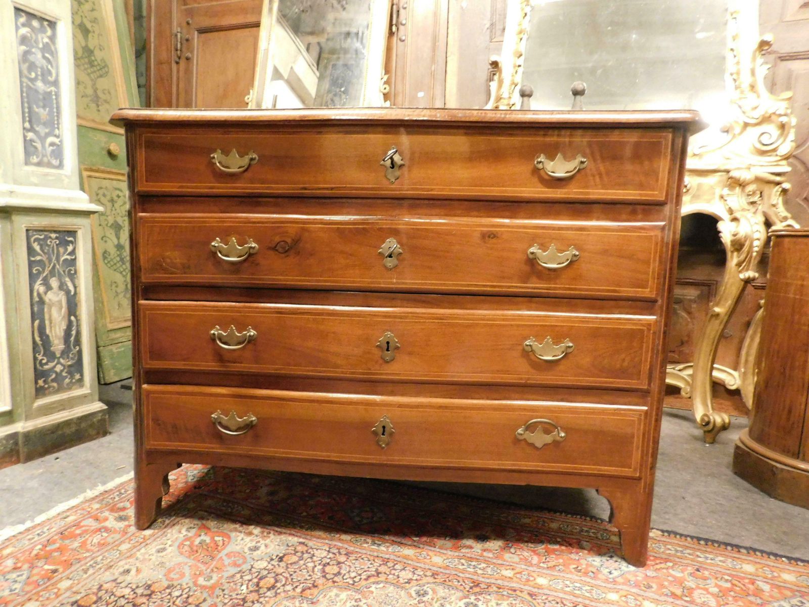 Dresser, Chest Of Drawers In Walnut, Veneered And Inlaid, Italy photo for sale
