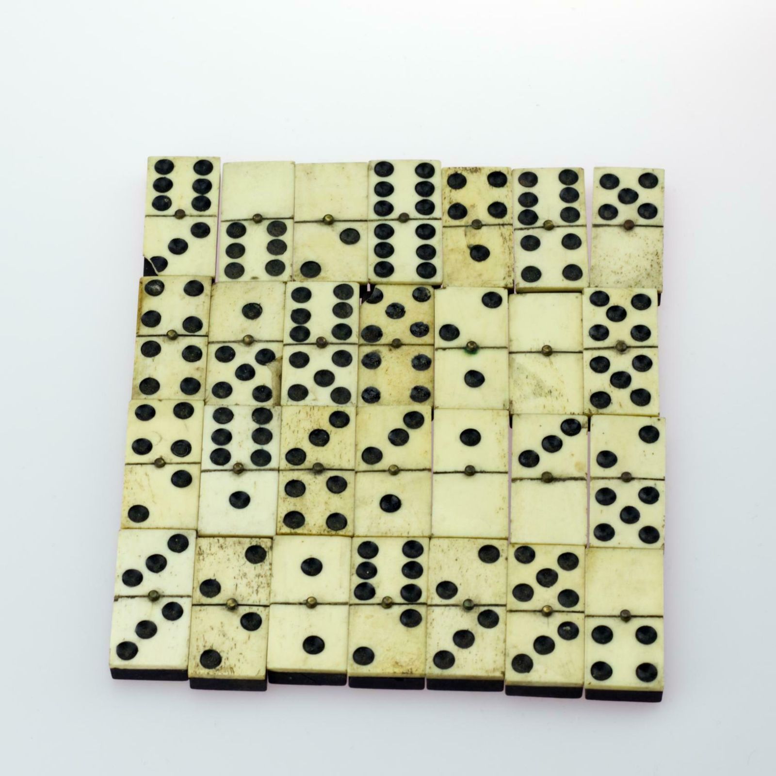 Antique French Bone And Ebony Dominoes Set, 1800s photo Home Decor