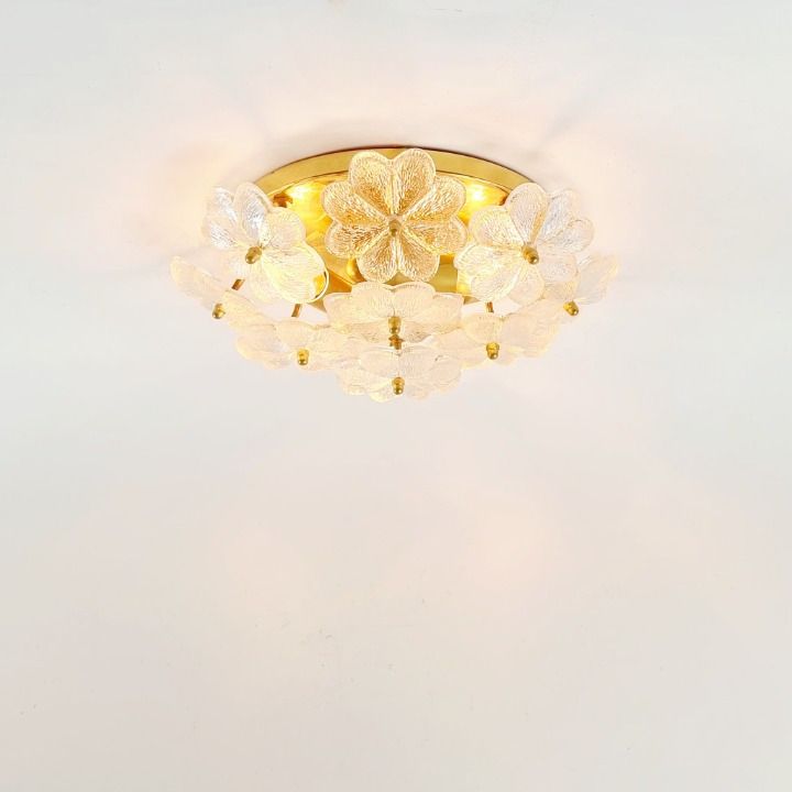 Mid Century Floral Murano Glass Flush Mount By Ernst Palme For Palwa, Germany, 1960s photo vintage