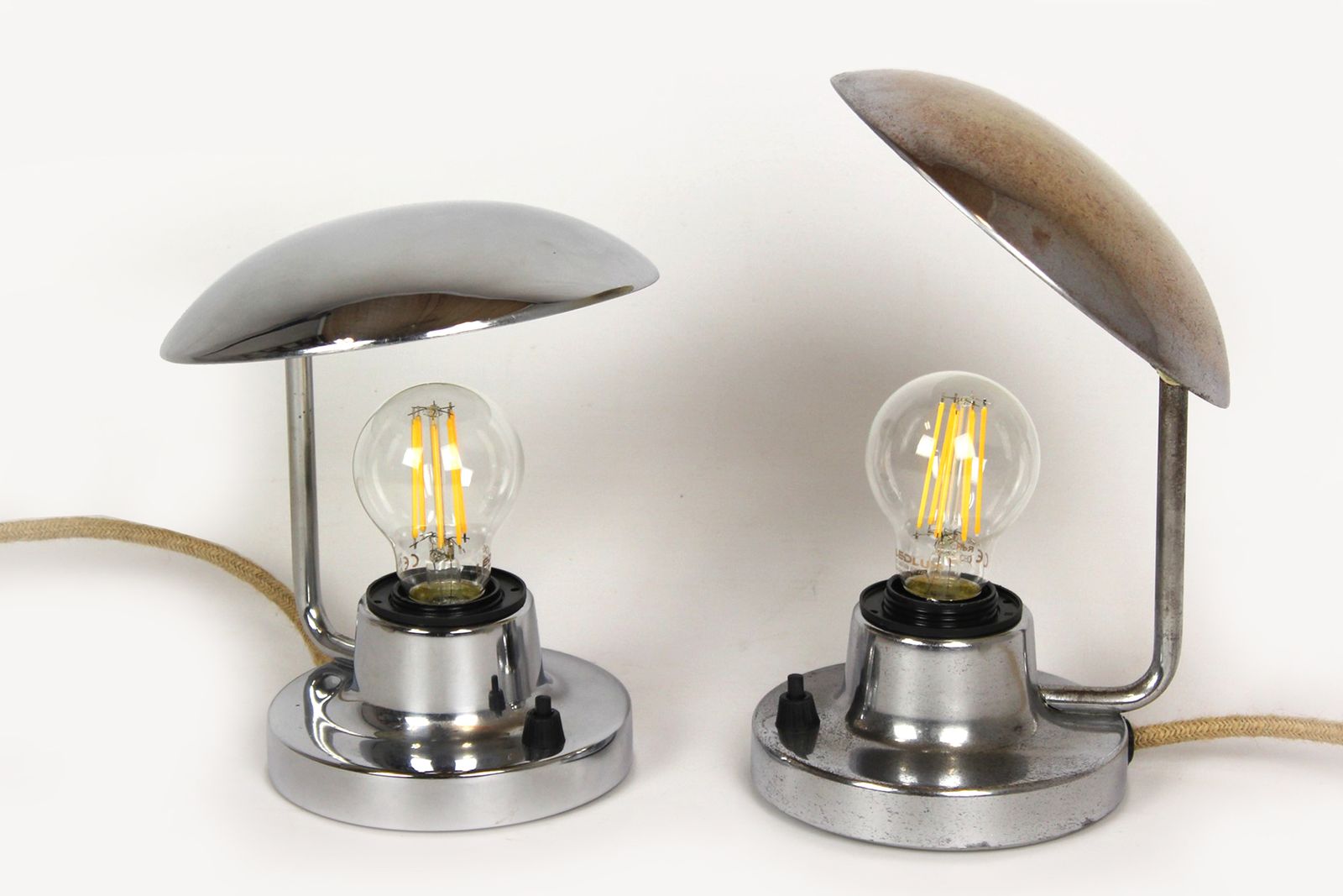 Bauhaus Style Chrome Table Lamps From Napako, 1940s, Set Of 2 photo furniture