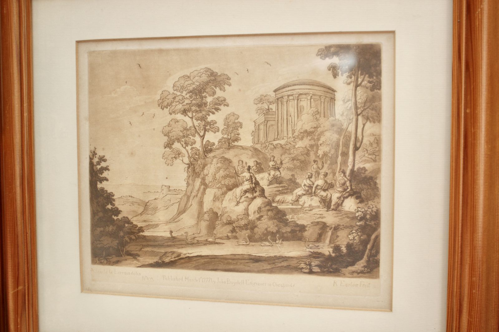 Richard Earlom, Mezzotint No 103, After Claude Lorrain, 'Liber Veritatis', 1777 photo furniture