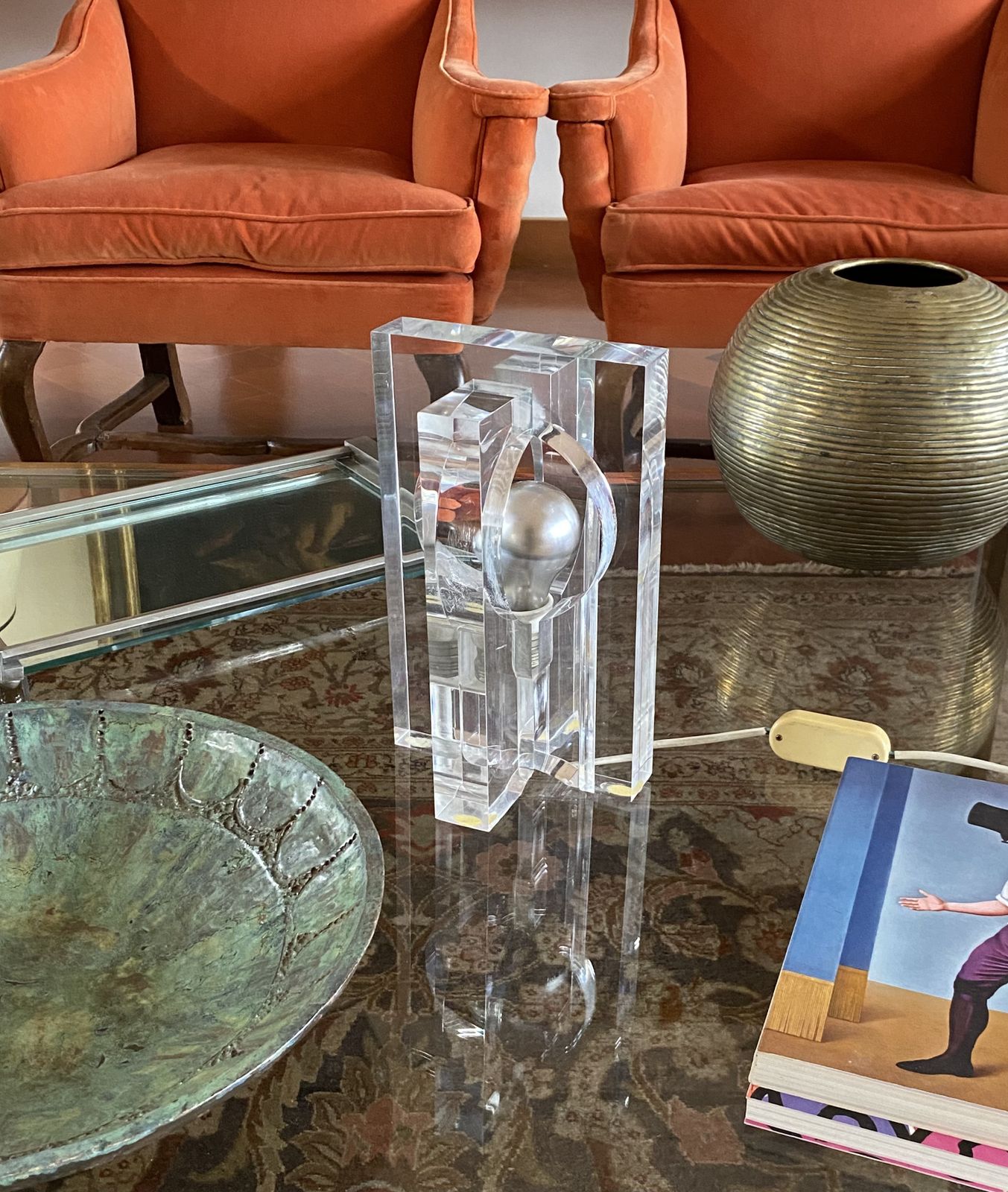 Sandro Petti, Sculptural Lucite Table Lamp, Maison Jansen France 1970s photo vinterior